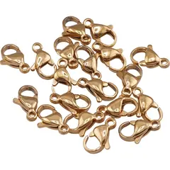 Accesorii din inox auriu - inchizatori carabina (lobster) pentru bijuterii, 9mm