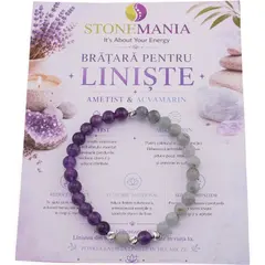 Bratara pentru LINISTE cu cristale naturale si Argint 925, 6mm