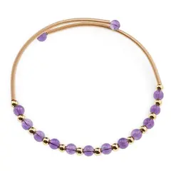Bratara reglabila fara inchidere cu Ametist sfere 4mm