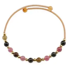 Bratara reglabila fara inchidere cu Turmalina multicolora sfere 4mm