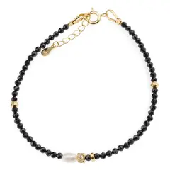Bratara Turmalina sfere fatetate 2,5mm cu Perla de cultura si Argint placat cu Aur