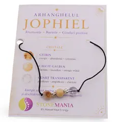 Colier reglabil Arhanghelul JOPHIEL cu cristale naturale si Argint 925, 6mm