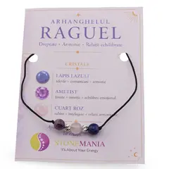 Colier reglabil Arhanghelul RAGUEL cu cristale naturale si Argint 925, 6mm