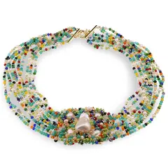 Colier Zirconii multicolore si Perle de cultura