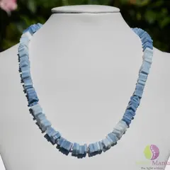 Colier opal albastru degrade patratele 7-8mm