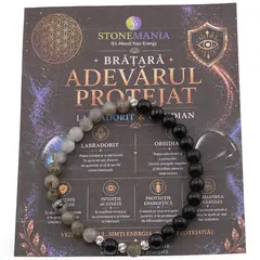 Bratara ADEVARUL PROTEJAT cu cristale naturale si Argint 925, 6mm