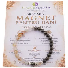 Bratara MAGNET PENTRU BANI cu cristale naturale si Argint 925, 6mm