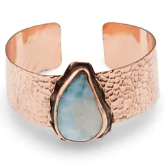Bratara unicat din Cupru cu Larimar picatura