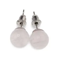 Cercei cu surub Cuart roz sfere 8mm