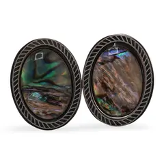 Cercei cu surub ovali Scoica Abalone in montura, 18mm