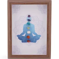 Tablou decorativ cu cristale pentru echilibrarea chakrelor cu mandala, 20cm