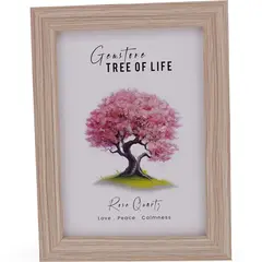 Tablou decorativ cu Pomul Vietii cu cristale de Cuart roz - 20,5cm