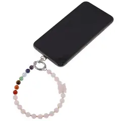 Accesoriu pentru telefon Cuart roz, cristale 7 chakre si merkaba