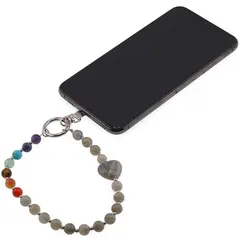 Accesoriu pentru telefon Labradorit, cristale 7 chakre si inima