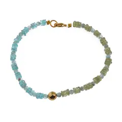 Bratara Apatit si Peridot discuri 4mm si sfere 3mm