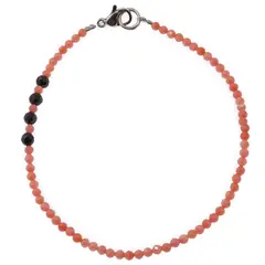 Bratara Coral roz sfere fatetate 2mm si Turmalina neagra sfere fatetate 3mm