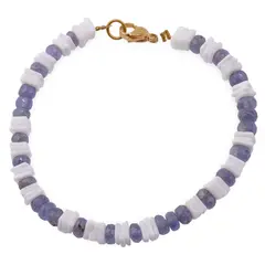 Bratara Tanzanit discuri fatetate 5mm si Opal alb patratele 5mm