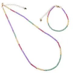 Set bratara si colier Zirconii A+ multicolore 3mm