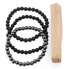 Set Bratari pentru Ziua de Sambata – Relaxare si Ancorare, Roca Vulcanica, Onix Negru si Hematit