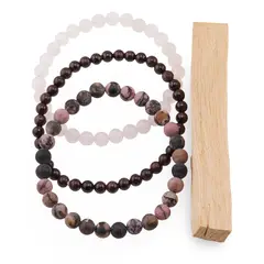 Set Bratari pentru Ziua de Vineri – Iubire si Pasiune, Cuart Roz, Granat si Rodonit