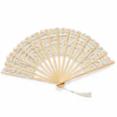 Evantai crem din dantela, accesoriu elegant cu aspect vintage pentru evenimente si tinute speciale