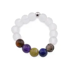 Inel pe elastic cu cristale naturale si argint 925 pentru zodia Fecioara, 4mm