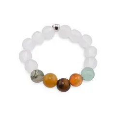 Inel pe elastic cu cristale naturale si argint 925 pentru zodia Gemeni, 4mm