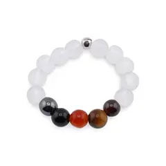 Inel pe elastic cu cristale naturale si argint 925 pentru zodia Scorpion, 4mm