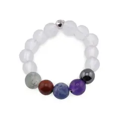 Inel pe elastic cu cristale naturale si argint 925 pentru zodia Varsator, 4mm