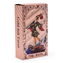 Tarot cu Folie Rose Gold, Faze Lunare, THE FOOL – cu brosura explicativa - 78 de carti