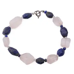 Bratara Cuart roz cristale fatetate si Lapis lazuli neregulat fatetat