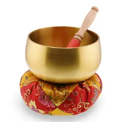 Bol tibetan cantator simplu cu perna colorata - 13cm