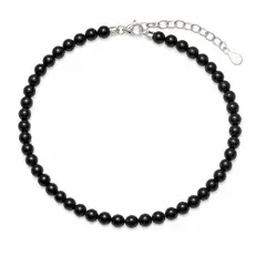 Bratara turmalina neagra sfere 4mm cu argint 925