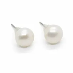 Cercei cu surub perle de cultura albe semisfere 8mm