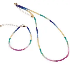 Set bratara si colier Zirconii A+ in culoare Rubin, Smarald, Safir si Safir galben, discuri 3mm
