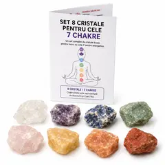 Set 8 cristale pentru 7 chakre, in stare bruta, 2-4cm, v2