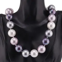 Colier Perle de Mallorca albe, roz si gri, 18mm