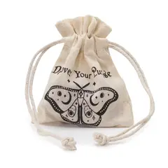 Saculet Exoteric Discover Your Purpose, crem si negru 10x12cm