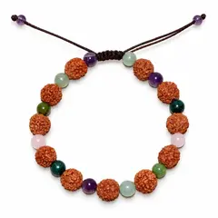 Bratara zodia Balanta cu Rudraksha si cristale naturale pentru echilibru – produs pe fundal alb