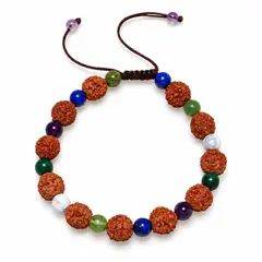 Bratara zodia Pesti cu Rudraksha si cristale naturale pentru intuitie – produs pe fundal alb