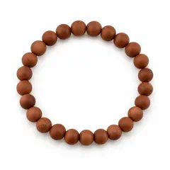 Bratara goldstone cu sfere mate de 8 mm, elastic, lungime 19 cm – produs pe fundal alb