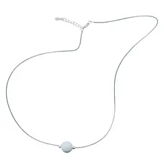 Colier cu sfera de Larimar 9 mm pe fir transparent, inchizatoare din argint, 43 cm