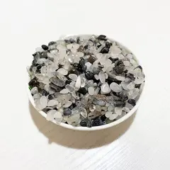 Cristale chips din cuart rutilat negru, 100 g, pietre de 7-9 mm