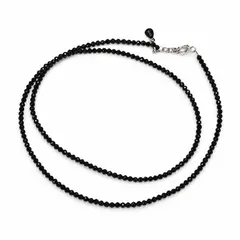 Colier spinel negru pietre micro fatetate 2mm si argint 925 – produs pe fundal alb