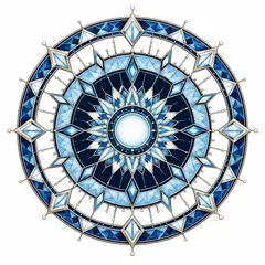 Sticker decorativ din PVC cu mandala, patrat, 5 x 5 cm, fundal alb