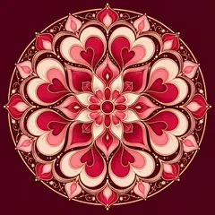 Sticker decorativ din PVC cu mandala pentru dragoste, patrat, 5 x 5 cm, fundal colorat