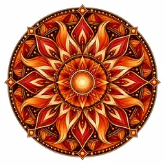 Sticker decorativ din PVC, mandala pentru curaj, patrat, 5 x 5 cm, fundal alb