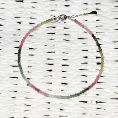 Bratara turmalina multicolor pietre micro fatetate 2mm si argint 925