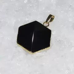 Pandantiv hexagonal onix negru 30mm