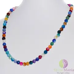 Colier agat multicolor sfere fatetate 6mm